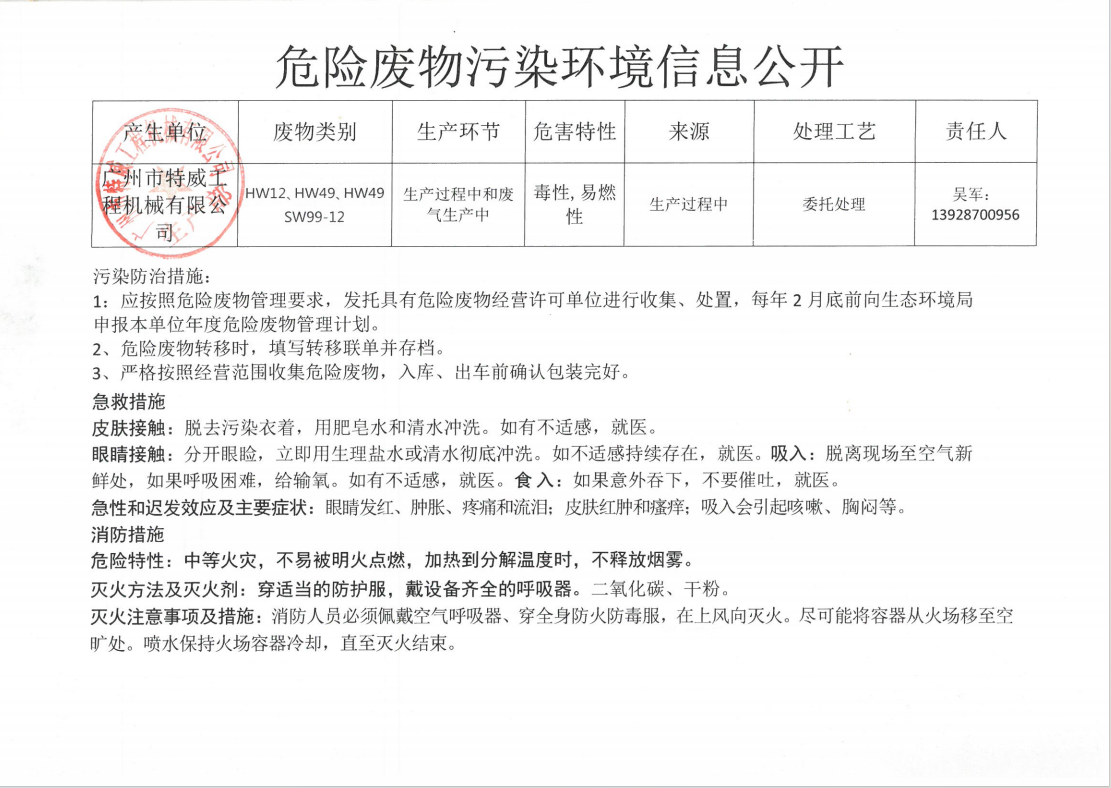 危險廢物污染環境信息公開